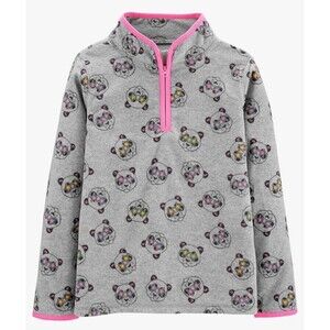 OshKosh B'Gosh Girl's Half-Zip Fleece Pullover Cozie (12 years Gray Panda) NWOT